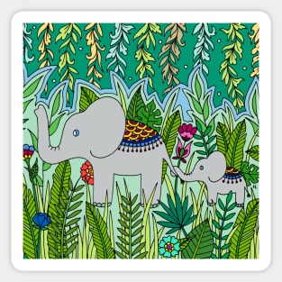 Elephant Mother and Baby Sticker